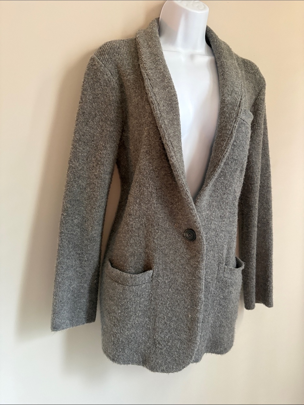 Cozy J. Crew Gray Shawl-Collar Single-Button Blazer